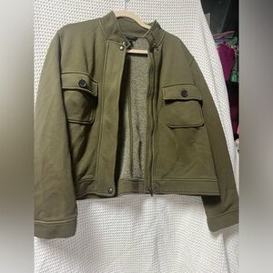 Army green zipper up jacket